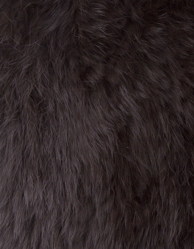 Short brown rabbit fur closed cape 