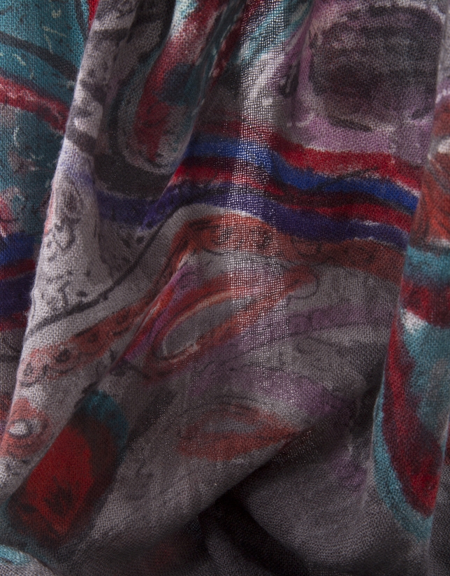 Purple print scarf 