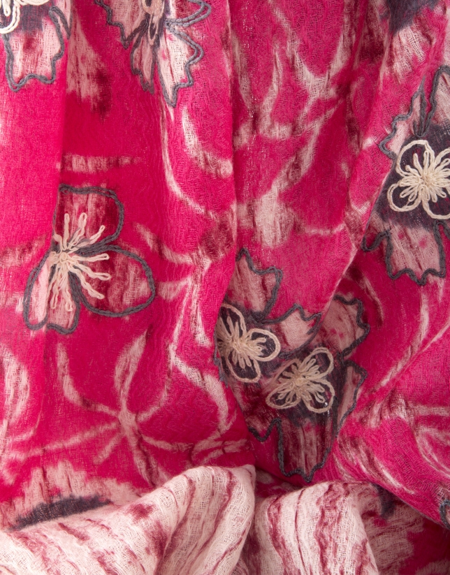 Pink embroidered scarf 