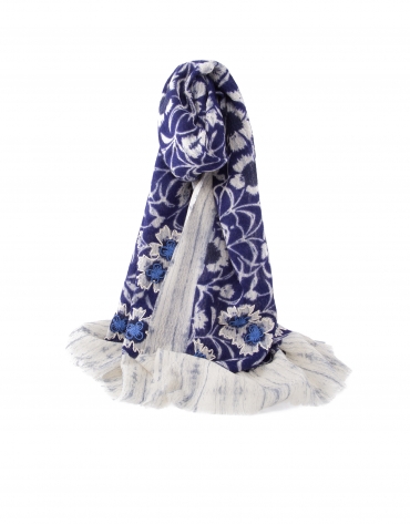 Blue embroidered scarf 
