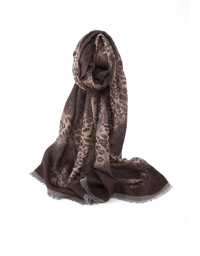 Brown animal print scarf 