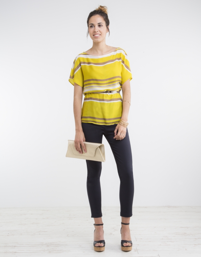 Yellow striped loose blouse