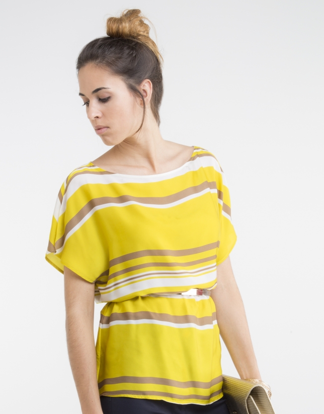 Yellow striped loose blouse
