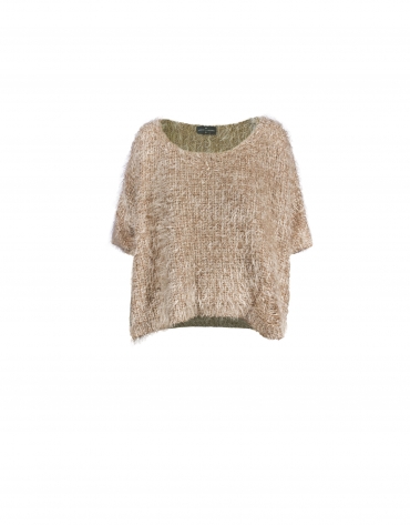 Short pullover in natural tone japanese sleeve