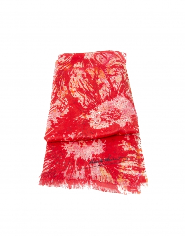 Red floral print scarf