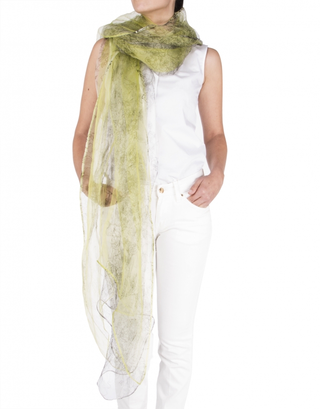Lime print silk scarf