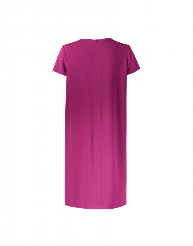 Pink crepe dress with button pockets