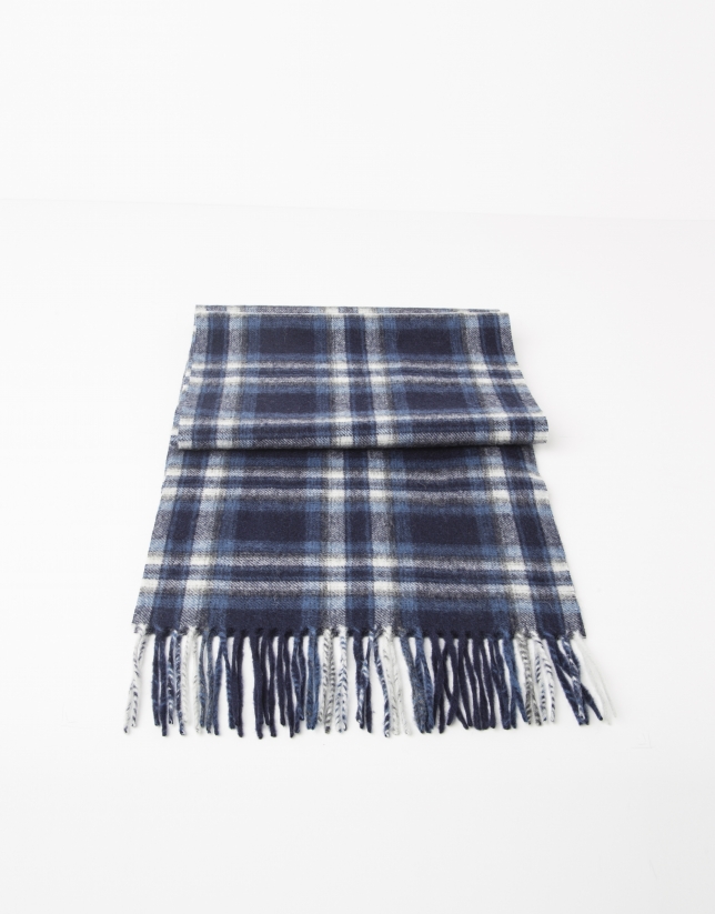 Blue checked scarf