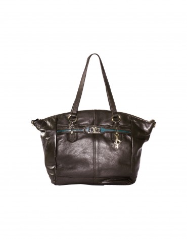 Large leather tote in brown