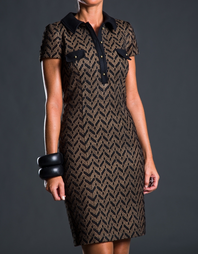 Geometric print shirtwaist dress 