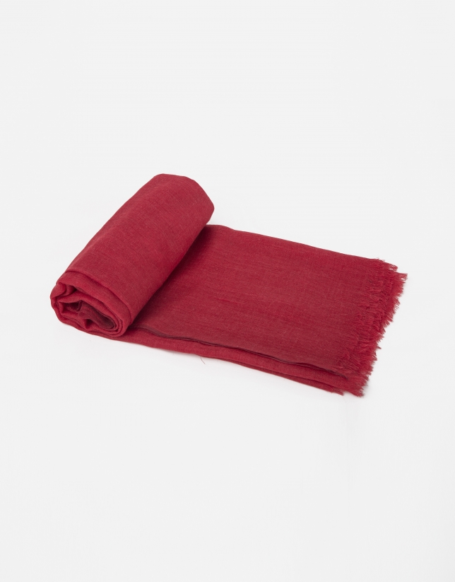 Foulard liso lana y seda rojo