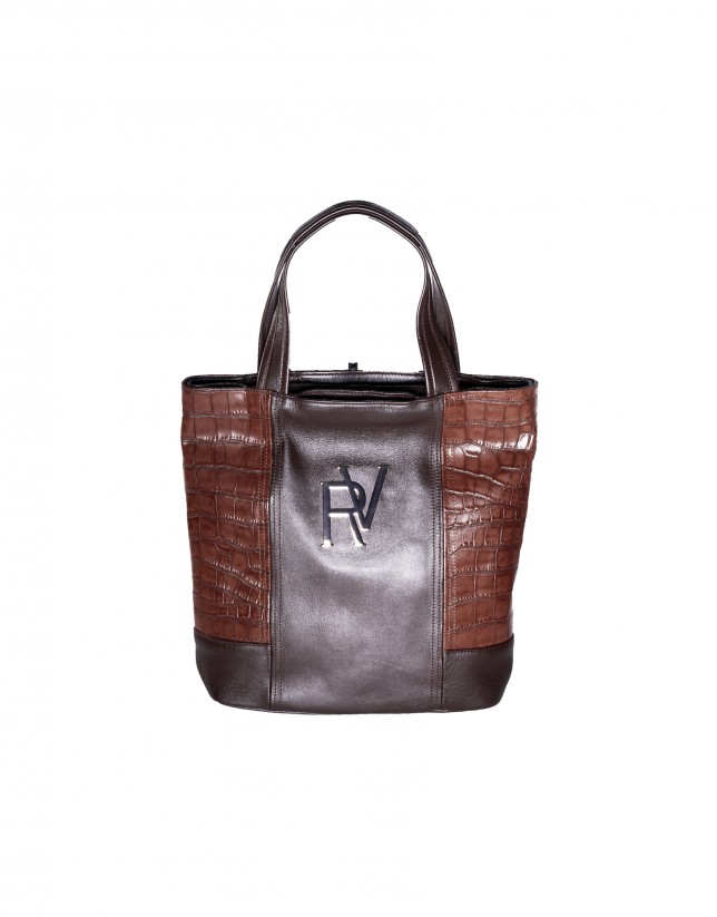 Brown combined shopping bag