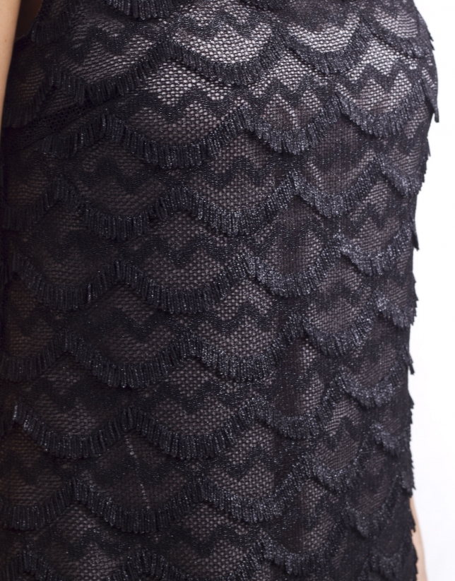 Dress with overlapping sheer pattern