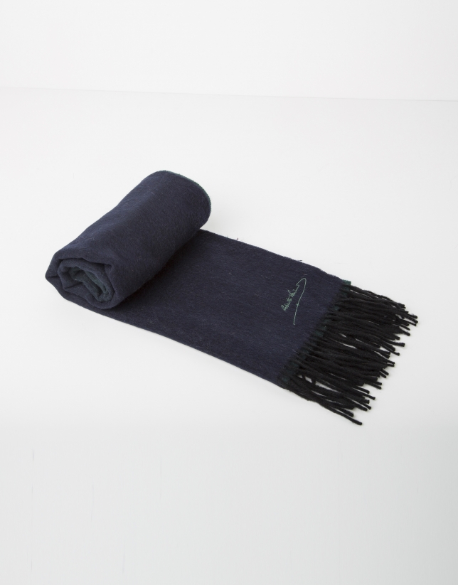 Blue and green wool scarf