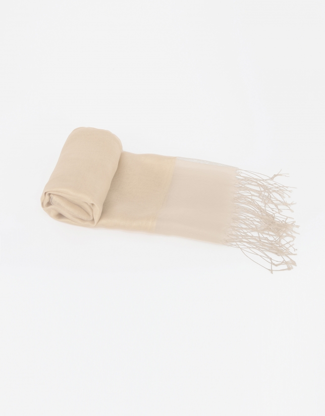 Plain beige silk scarf