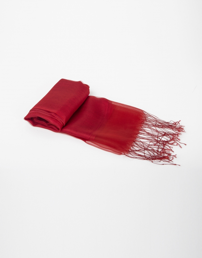 Plain red silk scarf