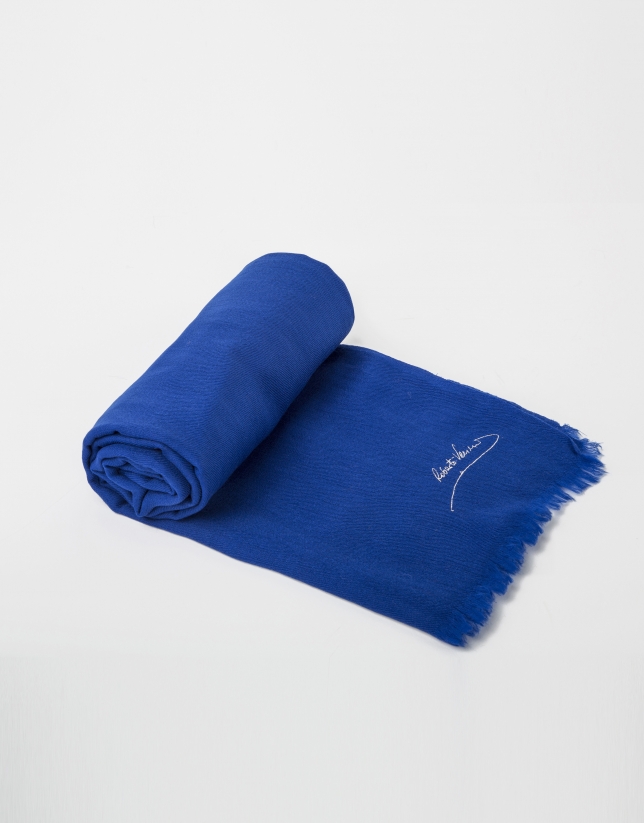 Foulard lana liso azul
