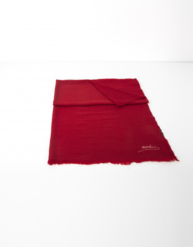 Plain red wool scarf