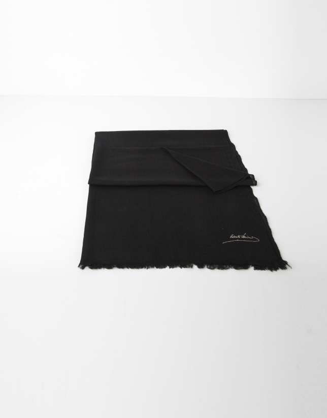 Plain black wool scarf