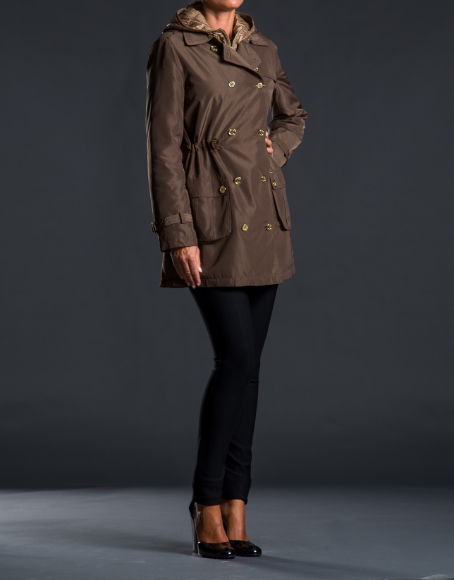 Brown trench coat with removable lining
