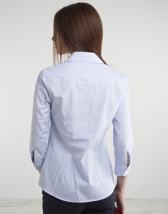 Camisa manga larga rayas azul