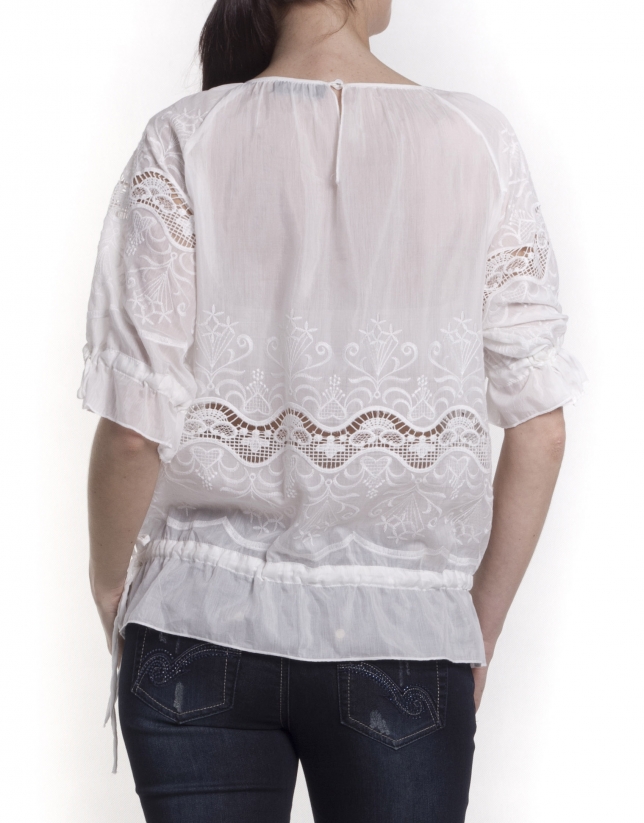 Silk-cotton shirt with lace