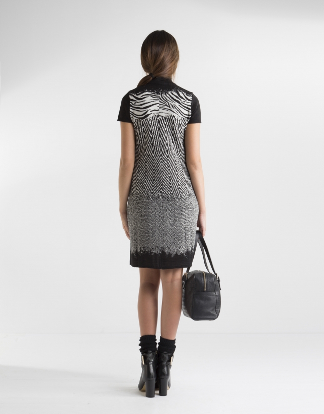 Zebra print dress with turtle neck