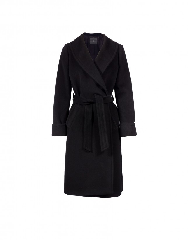 Black merino wool coat