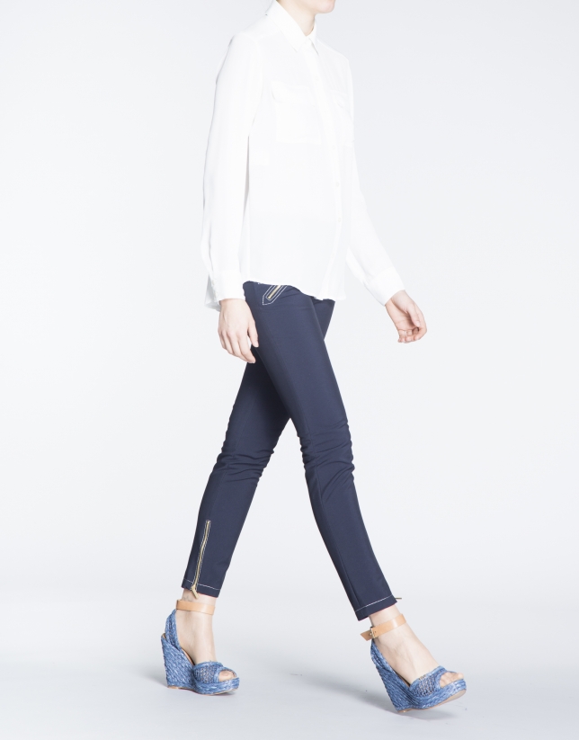 White long sleeve shirt with front pockets