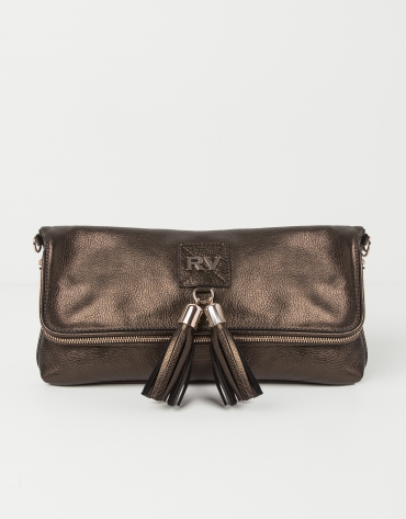 Brown cowhide leather clutch