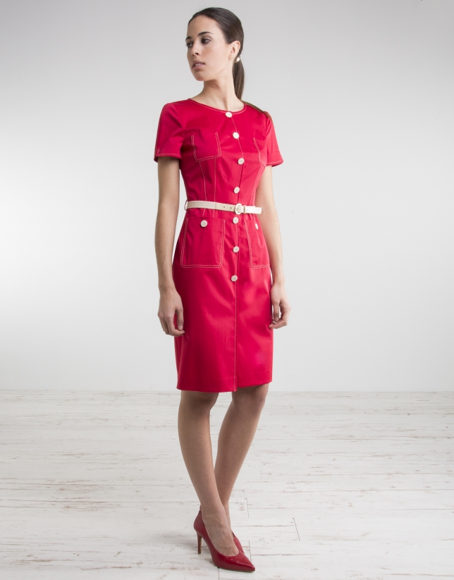Red short sleeved dress