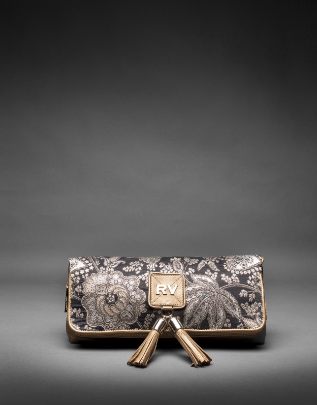 Gold leather baroque brocade Martina Bag
