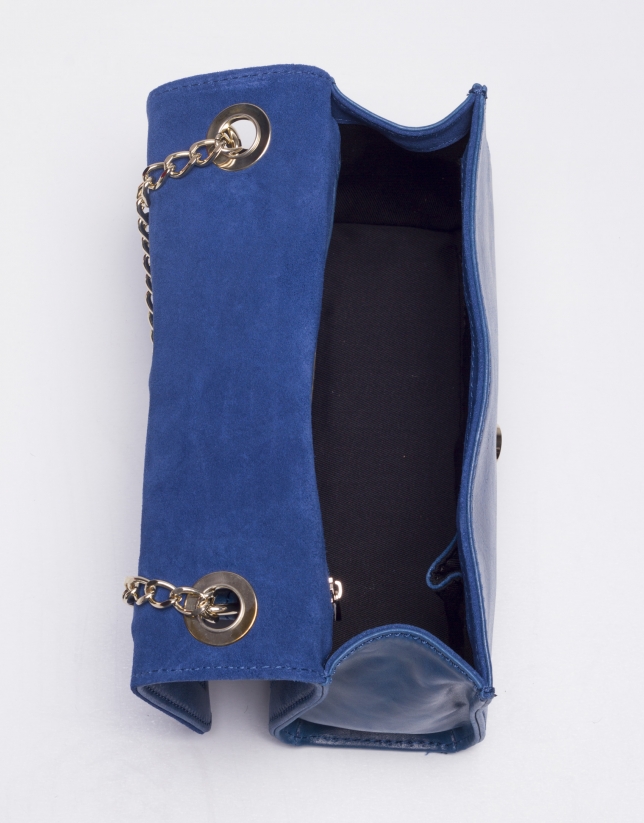 SAMBA BLUE: Distressed leather bag with flap