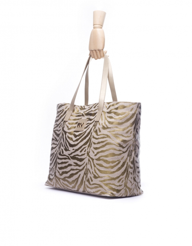 AFRICA:  Gold zebra print shopping bag