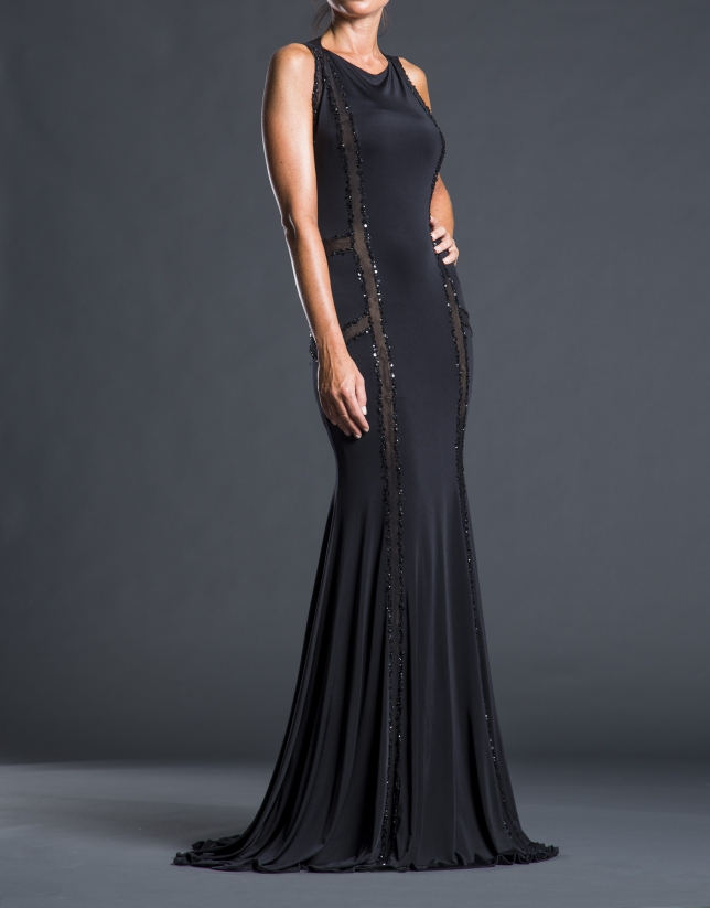 Black skinny dress with beading