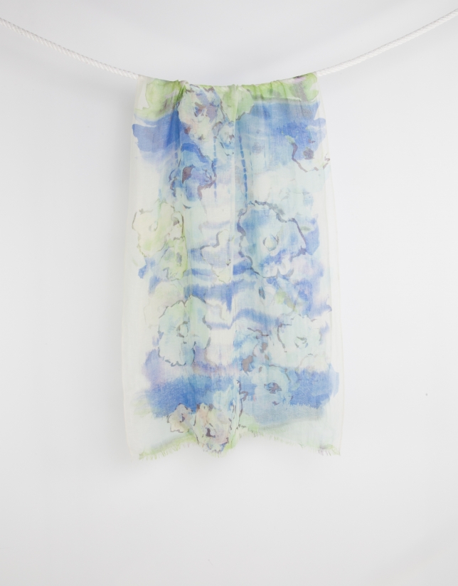 Green floral print scarf