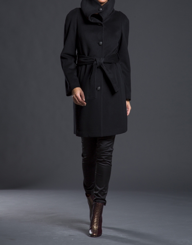Black coat with large collar 