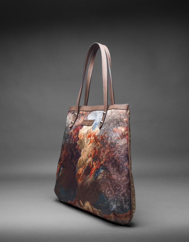 Birdy Vinci  bag with print fabric and gold laminated cork 