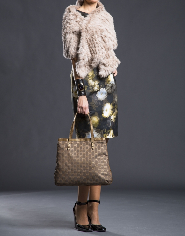Birdy jacquard bag with RV logo, gilded lurex and metallic leather 