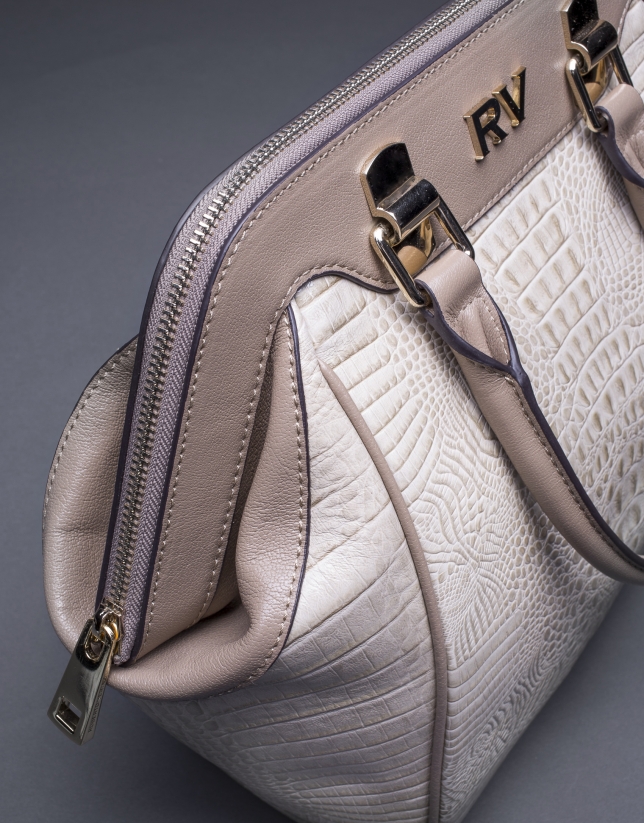 Smooth leather Jude bag with embossed alligator 