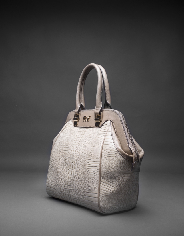 Smooth leather Jude bag with embossed alligator 