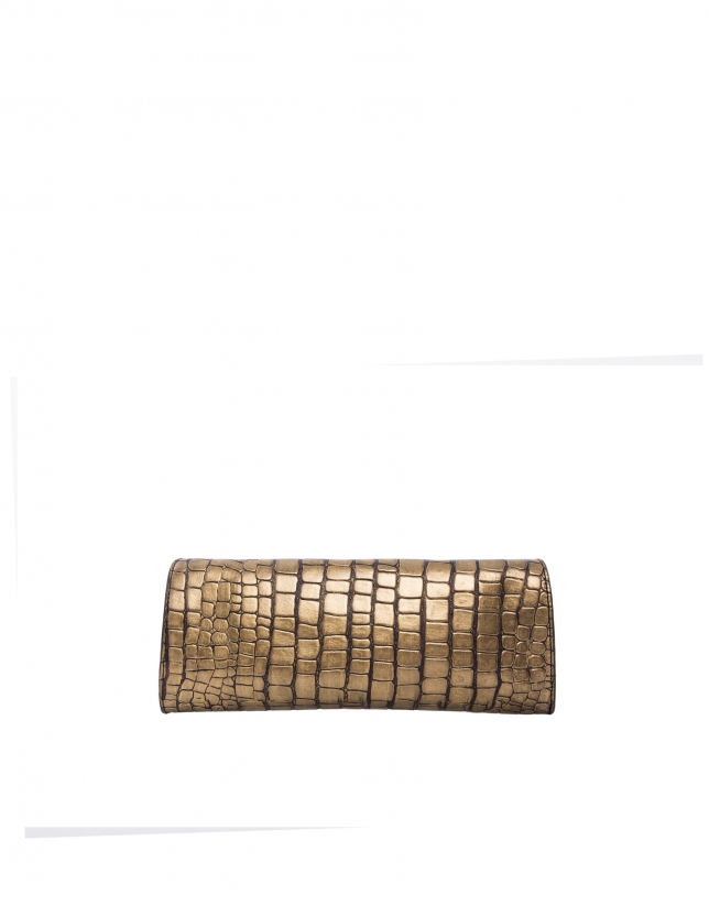 Bella Bronze metallic alligator embossed bag 