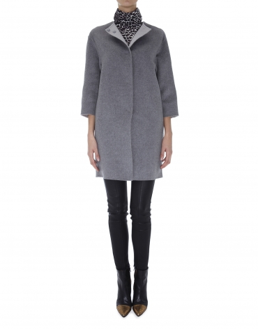 Gray wool and angora double faced coat 