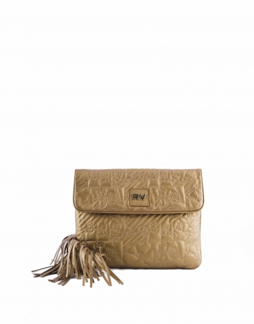 Bronze leather  Miranda VIP messenger bag with fringe