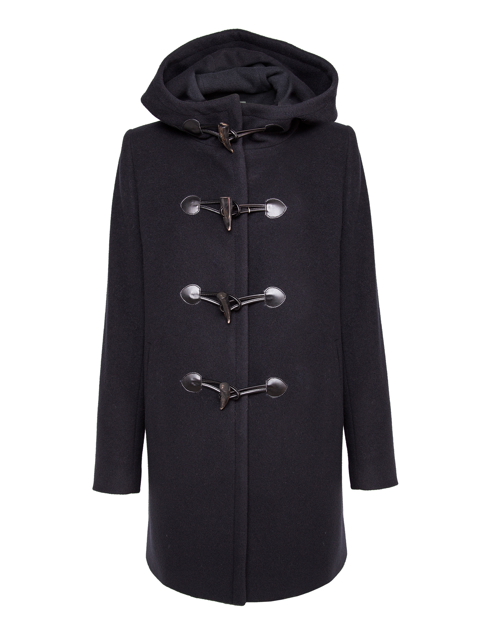 Navy blue trench coat with hood