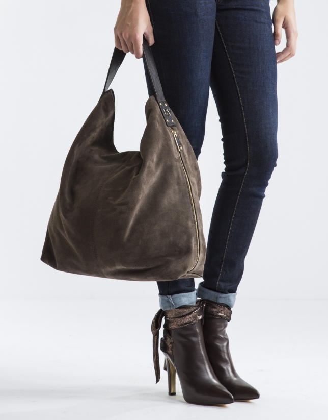 brown suede tote
