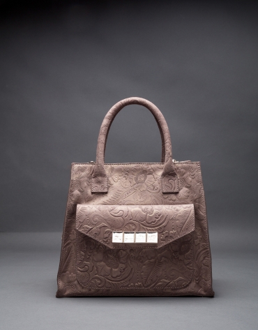Leather Rocío Barroco bag with metallic brocade 