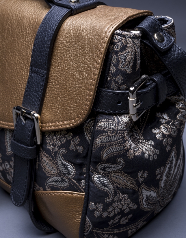 Fayna Brocado bag with gilded leather and Baroque fabric 