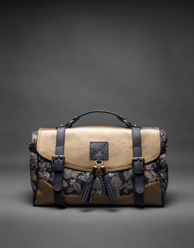 Fayna Brocado bag with gilded leather and Baroque fabric 