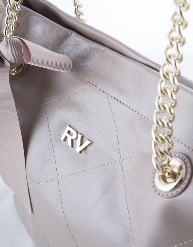 Pearl leather Ariadna shopping bag 